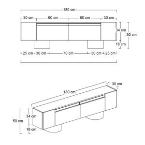 meg-GP052-0222,1-8 ΕΠΙΠΛΟ ΤΗΛΕΟΡΑΣΗΣ HAVEN MEGAPAP ΧΡΩΜΑ ΑΝΘΡΑΚΙ 180X30X50ΕΚ.