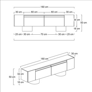 meg-GP052-0222,2-7 ΕΠΙΠΛΟ ΤΗΛΕΟΡΑΣΗΣ HAVEN MEGAPAP ΧΡΩΜΑ TRAVERTINE 180X30X50ΕΚ.