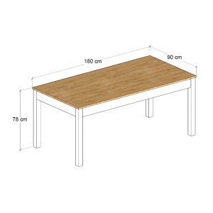 meg-GP052-0224,1-5 ΤΡΑΠΕΖΙ FIRA MEGAPAP ΧΡΩΜΑ ΛΕΥΚΟ - ΦΥΣΙΚΟ ΟΞΙΑΣ 180X90X78ΕΚ.