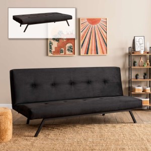 meg-GP052-0233,1-0 ΚΑΝΑΠΕΣ - ΚΡΕΒΑΤΙ ZOLA MEGAPAP ΤΡΙΘΕΣΙΟΣ ΥΦΑΣΜΑΤΙΝΟΣ ΧΡΩΜΑ ΜΑΥΡΟ 180X64X78ΕΚ.