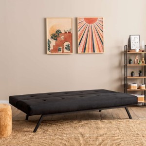 meg-GP052-0233,1-1 ΚΑΝΑΠΕΣ - ΚΡΕΒΑΤΙ ZOLA MEGAPAP ΤΡΙΘΕΣΙΟΣ ΥΦΑΣΜΑΤΙΝΟΣ ΧΡΩΜΑ ΜΑΥΡΟ 180X64X78ΕΚ.