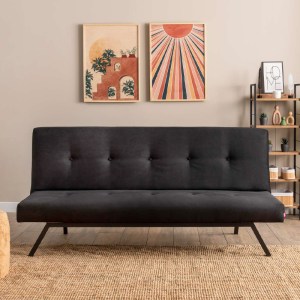 meg-GP052-0233,1-2 ΚΑΝΑΠΕΣ - ΚΡΕΒΑΤΙ ZOLA MEGAPAP ΤΡΙΘΕΣΙΟΣ ΥΦΑΣΜΑΤΙΝΟΣ ΧΡΩΜΑ ΜΑΥΡΟ 180X64X78ΕΚ.