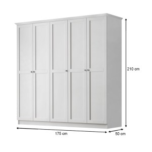 meg-GP055-0006,1-4 ΝΤΟΥΛΑΠΑ ΡΟΥΧΩΝ EMILY MEGAPAP ΠΕΝΤΑΦΥΛΛΗ ΧΡΩΜΑ ΛΕΥΚΟ 175X50X210ΕΚ.