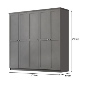 meg-GP055-0006,2-4 ΝΤΟΥΛΑΠΑ ΡΟΥΧΩΝ EMILY MEGAPAP ΠΕΝΤΑΦΥΛΛΗ ΧΡΩΜΑ ΑΝΘΡΑΚΙ 175X50X210ΕΚ.