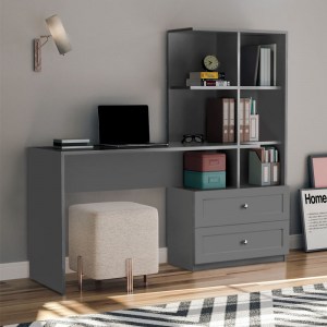 meg-GP055-0018,1-0 ΓΡΑΦΕΙΟ ΕΡΓΑΣΙΑΣ EMILY MEGAPAP ΜΕ ΒΙΒΛΙΟΘΗΚΗ ΧΡΩΜΑ ΑΝΘΡΑΚΙ 155X60X152ΕΚ.