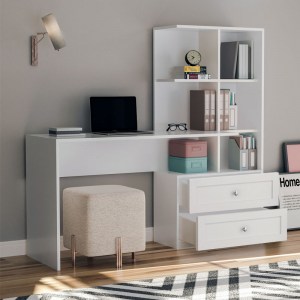 meg-GP055-0018,2-1 ΓΡΑΦΕΙΟ ΕΡΓΑΣΙΑΣ FRANKLIN MEGAPAP ΜΕ ΒΙΒΛΙΟΘΗΚΗ ΧΡΩΜΑ ΛΕΥΚΟ 155X60X152ΕΚ.