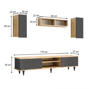 meg-GP055-0020,1-4 ΣΥΝΘΕΣΗ ΤΗΛΕΟΡΑΣΗΣ TOKYO MEGAPAP ΧΡΩΜΑ SAPPHIRE OAK - ΑΝΘΡΑΚΙ 170X37X45ΕΚ.
