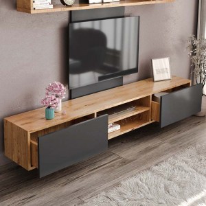 meg-GP055-0021,1-1 ΣΥΝΘΕΣΗ ΤΗΛΕΟΡΑΣΗΣ GIACOMO MEGAPAP ΧΡΩΜΑ SAPPHIRE OAK - ΑΝΘΡΑΚΙ 180X40X45ΕΚ.
