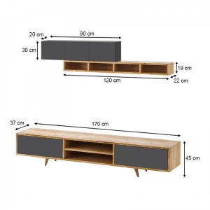 meg-GP055-0025,1-5 ΣΥΝΘΕΣΗ ΤΗΛΕΟΡΑΣΗΣ SERINE MEGAPAP ΧΡΩΜΑ SAPPHIRE OAK - ΑΝΘΡΑΚΙ 170X37X45ΕΚ.
