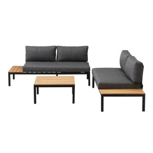 meg-GP055-0039,1-2 ΣΑΛΟΝΙ ΚΗΠΟΥ ECHO MEGAPAP ΣΕΤ 3 ΤΜΧ ΜΕΤΑΛΛΟ - ΞΥΛΟ ΧΡΩΜΑ ΜΑΥΡΟ - ΓΚΡΙ
