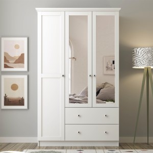 meg-GP055-0041,1-0 ΝΤΟΥΛΑΠΑ ΡΟΥΧΩΝ EMILY MEGAPAP ΤΡΙΦΥΛΛΗ ΜΕ ΚΑΘΡΕΠΤΗ ΚΑΙ ΣΥΡΤΑΡΙΑ ΧΡΩΜΑ ΛΕΥΚΟ 105X50X210ΕΚ.
