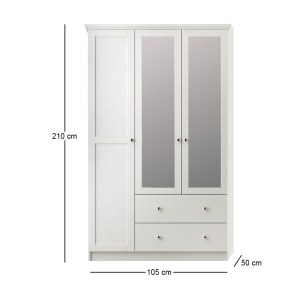 meg-GP055-0041,1-3 ΝΤΟΥΛΑΠΑ ΡΟΥΧΩΝ EMILY MEGAPAP ΤΡΙΦΥΛΛΗ ΜΕ ΚΑΘΡΕΠΤΗ ΚΑΙ ΣΥΡΤΑΡΙΑ ΧΡΩΜΑ ΛΕΥΚΟ 105X50X210ΕΚ.