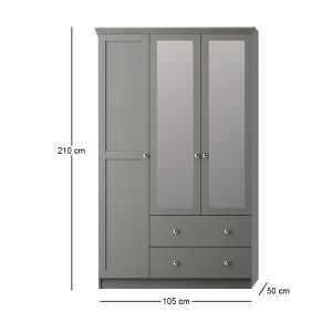 meg-GP055-0041,2-3 ΝΤΟΥΛΑΠΑ ΡΟΥΧΩΝ EMILY MEGAPAP ΤΡΙΦΥΛΛΗ ΜΕ ΚΑΘΡΕΠΤΗ ΚΑΙ ΣΥΡΤΑΡΙΑ ΧΡΩΜΑ ΑΝΘΡΑΚΙ 105X50X210ΕΚ.