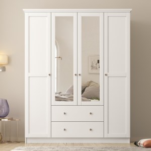 meg-GP055-0042,1-0 ΝΤΟΥΛΑΠΑ ΡΟΥΧΩΝ EMILY MEGAPAP ΤΕΤΡΑΦΥΛΛΗ ΜΕ ΚΑΘΡΕΠΤΗ ΚΑΙ ΣΥΡΤΑΡΙΑ ΧΡΩΜΑ ΛΕΥΚΟ 140X50X210ΕΚ.