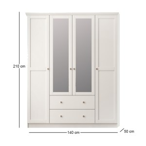 meg-GP055-0042,1-3 ΝΤΟΥΛΑΠΑ ΡΟΥΧΩΝ EMILY MEGAPAP ΤΕΤΡΑΦΥΛΛΗ ΜΕ ΚΑΘΡΕΠΤΗ ΚΑΙ ΣΥΡΤΑΡΙΑ ΧΡΩΜΑ ΛΕΥΚΟ 140X50X210ΕΚ.