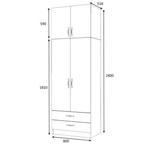 meg-GP100-0063,4-4 ΝΤΟΥΛΑΠΑ ΡΟΥΧΩΝ RICARDO MEGAPAP ΔΙΦΥΛΛΗ ΜΕ ΠΑΤΑΡΙ ΧΡΩΜΑ ΑΝΘΡΑΚΙ 80X51,8X240ΕΚ.