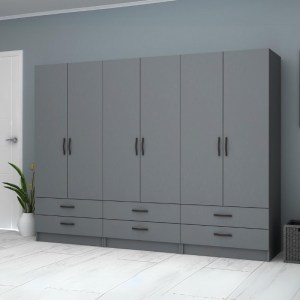 meg-GP100-0066,4-3 ΝΤΟΥΛΑΠΑ ΡΟΥΧΩΝ RICARDO MEGAPAP ΕΞΑΦΥΛΛΗ ΧΡΩΜΑ ΑΝΘΡΑΚΙ 240X51,8X181ΕΚ.