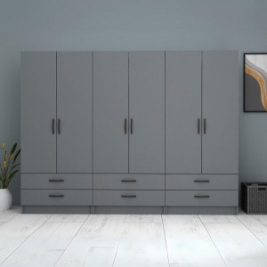 meg-GP100-0066,4-4 ΝΤΟΥΛΑΠΑ ΡΟΥΧΩΝ RICARDO MEGAPAP ΕΞΑΦΥΛΛΗ ΧΡΩΜΑ ΑΝΘΡΑΚΙ 240X51,8X181ΕΚ.