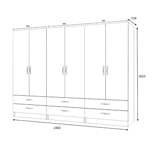 meg-GP100-0066,4-5 ΝΤΟΥΛΑΠΑ ΡΟΥΧΩΝ RICARDO MEGAPAP ΕΞΑΦΥΛΛΗ ΧΡΩΜΑ ΑΝΘΡΑΚΙ 240X51,8X181ΕΚ.
