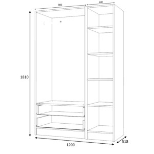 meg-GP100-0068,2-4 ΝΤΟΥΛΑΠΑ ΡΟΥΧΩΝ RICARDO MEGAPAP ΤΡΙΦΥΛΛΗ ΧΡΩΜΑ ΦΥΣΙΚΟ ΟΞΙΑΣ 120X51,8X181ΕΚ.