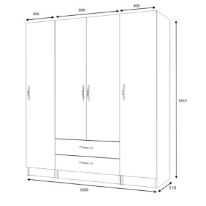 meg-GP100-0074,1-4 ΝΤΟΥΛΑΠΑ ΡΟΥΧΩΝ RICARDO MEGAPAP ΤΕΤΡΑΦΥΛΛΗ ΧΡΩΜΑ ΛΕΥΚΟ 160X51,8X181ΕΚ.