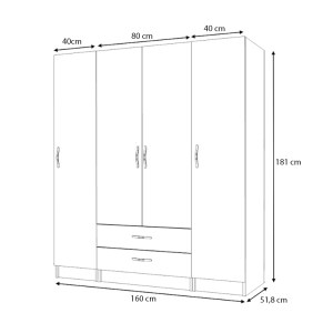 meg-GP100-0074,4-4 ΝΤΟΥΛΑΠΑ ΡΟΥΧΩΝ RICARDO MEGAPAP ΤΕΤΡΑΦΥΛΛΗ ΜΕ ΣΥΡΤΑΡΙΑ ΧΡΩΜΑ ΑΝΘΡΑΚΙ 160X51,8X181ΕΚ.