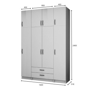 meg-GP100-0075,1-4 ΝΤΟΥΛΑΠΑ ΡΟΥΧΩΝ RICARDO MEGAPAP ΤΕΤΡΑΦΥΛΛΗ ΜΕ ΠΑΤΑΡΙ ΧΡΩΜΑ ΛΕΥΚΟ 160X51,8X240ΕΚ.