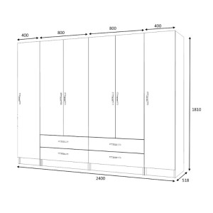 meg-GP100-0076,3-4 ΝΤΟΥΛΑΠΑ ΡΟΥΧΩΝ RICARDO MEGAPAP ΕΞΑΦΥΛΛΗ ΧΡΩΜΑ ΚΑΡΥΔΙ 240X51,8X181ΕΚ.