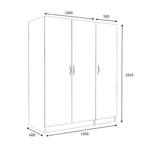 meg-GP100-0081,2-4 ΝΤΟΥΛΑΠΑ ΡΟΥΧΩΝ VICTORIA MEGAPAP ΤΡΙΦΥΛΛΗ ΧΡΩΜΑ ΦΥΣΙΚΟ ΟΞΙΑΣ 150X60X181ΕΚ.