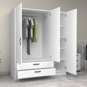 meg-GP100-0083,1-1 ΝΤΟΥΛΑΠΑ ΡΟΥΧΩΝ VICTORIA MEGAPAP ΤΡΙΦΥΛΛΗ ΜΕ ΣΥΡΤΑΡΙΑ ΧΡΩΜΑ ΛΕΥΚΟ 150X60X181ΕΚ.