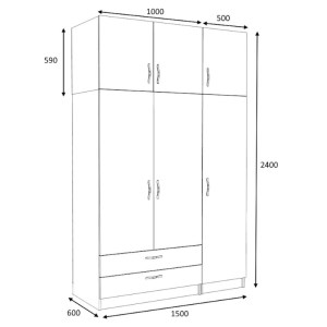 meg-GP100-0084,1-4 ΝΤΟΥΛΑΠΑ ΡΟΥΧΩΝ VICTORIA MEGAPAP ΤΡΙΦΥΛΛΗ ΜΕ ΠΑΤΑΡΙ ΚΑΙ ΣΥΡΤΑΡΙΑ ΧΡΩΜΑ ΛΕΥΚΟ 150X60X240ΕΚ.