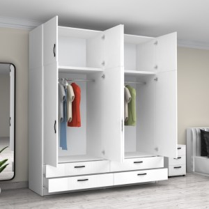 meg-GP100-0088,1-1 ΝΤΟΥΛΑΠΑ ΡΟΥΧΩΝ VICTORIA MEGAPAP ΤΕΤΡΑΦΥΛΛΗ ΜΕ ΠΑΤΑΡΙ ΚΑΙ ΣΥΡΤΑΡΙΑ ΧΡΩΜΑ ΛΕΥΚΟ 200X60X240ΕΚ.
