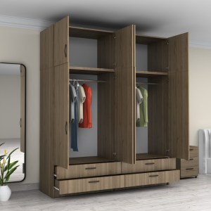 meg-GP100-0088,3-1 ΝΤΟΥΛΑΠΑ ΡΟΥΧΩΝ VICTORIA MEGAPAP ΤΕΤΡΑΦΥΛΛΗ ΜΕ ΠΑΤΑΡΙ ΚΑΙ ΣΥΡΤΑΡΙΑ ΧΡΩΜΑ ΚΑΡΥΔΙ 200X60X240ΕΚ.
