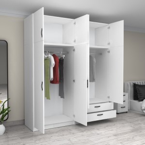 meg-GP100-0090,1-1 ΝΤΟΥΛΑΠΑ ΡΟΥΧΩΝ VICTORIA MEGAPAP ΤΕΤΡΑΦΥΛΛΗ ΜΕ ΠΑΤΑΡΙ ΚΑΙ ΣΥΡΤΑΡΙΑ ΧΡΩΜΑ ΛΕΥΚΟ 200X60X240ΕΚ.