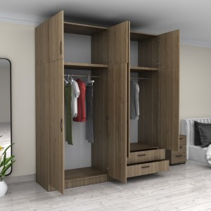 meg-GP100-0090,3-1 ΝΤΟΥΛΑΠΑ ΡΟΥΧΩΝ VICTORIA MEGAPAP ΤΕΤΡΑΦΥΛΛΗ ΜΕ ΠΑΤΑΡΙ ΚΑΙ ΣΥΡΤΑΡΙΑ ΧΡΩΜΑ ΚΑΡΥΔΙ 200X60X240ΕΚ.