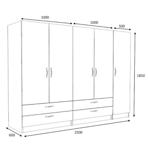 meg-GP100-0093,1-4 ΝΤΟΥΛΑΠΑ ΡΟΥΧΩΝ VICTORIA MEGAPAP ΠΕΝΤΑΦΥΛΛΗ ΜΕ ΣΥΡΤΑΡΙΑ ΧΡΩΜΑ ΛΕΥΚΟ 250X60X181ΕΚ.
