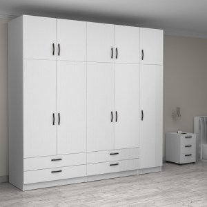 meg-GP100-0094,1-3 ΝΤΟΥΛΑΠΑ ΡΟΥΧΩΝ VICTORIA MEGAPAP ΠΕΝΤΑΦΥΛΛΗ ΜΕ ΠΑΤΑΡΙ ΚΑΙ ΣΥΡΤΑΡΙΑ ΧΡΩΜΑ ΛΕΥΚΟ 250X60X240ΕΚ.