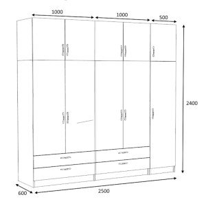 meg-GP100-0094,2-4 ΝΤΟΥΛΑΠΑ ΡΟΥΧΩΝ VICTORIA MEGAPAP ΠΕΝΤΑΦΥΛΛΗ ΜΕ ΠΑΤΑΡΙ ΚΑΙ ΣΥΡΤΑΡΙΑ ΧΡΩΜΑ ΦΥΣΙΚΟ ΟΞΙΑΣ 250X60X240ΕΚ.