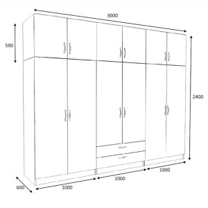 meg-GP100-0100,1-4 ΝΤΟΥΛΑΠΑ ΡΟΥΧΩΝ VICTORIA MEGAPAP ΕΞΑΦΥΛΛΗ ΜΕ ΠΑΤΑΡΙ ΚΑΙ ΣΥΡΤΑΡΙΑ ΧΡΩΜΑ ΛΕΥΚΟ 300X60X240ΕΚ.