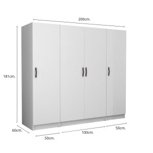 meg-GP100-0101,1-4 ΝΤΟΥΛΑΠΑ ΡΟΥΧΩΝ VICTORIA MEGAPAP ΤΕΤΡΑΦΥΛΛΗ ΧΡΩΜΑ ΛΕΥΚΟ 200X60X181ΕΚ.