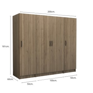 meg-GP100-0101,3-4 ΝΤΟΥΛΑΠΑ ΡΟΥΧΩΝ VICTORIA MEGAPAP ΤΕΤΡΑΦΥΛΛΗ ΧΡΩΜΑ ΚΑΡΥΔΙ 200X60X181ΕΚ.