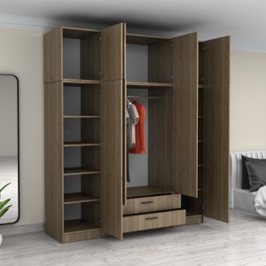meg-GP100-0104,3-1 ΝΤΟΥΛΑΠΑ ΡΟΥΧΩΝ VICTORIA MEGAPAP ΤΕΤΡΑΦΥΛΛΗ ΜΕ ΠΑΤΑΡΙ ΚΑΙ ΣΥΡΤΑΡΙΑ ΧΡΩΜΑ ΚΑΡΥΔΙ 200X60X240ΕΚ.