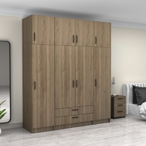 meg-GP100-0104,3-3 ΝΤΟΥΛΑΠΑ ΡΟΥΧΩΝ VICTORIA MEGAPAP ΤΕΤΡΑΦΥΛΛΗ ΜΕ ΠΑΤΑΡΙ ΚΑΙ ΣΥΡΤΑΡΙΑ ΧΡΩΜΑ ΚΑΡΥΔΙ 200X60X240ΕΚ.