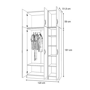 meg-GP100-0110,2-4 ΝΤΟΥΛΑΠΑ ΡΟΥΧΩΝ VIVIAN MEGAPAP ΤΡΙΦΥΛΛΗ ΜΕ ΠΑΤΑΡΙ ΧΡΩΜΑ ΦΥΣΙΚΟ ΟΞΙΑΣ 120X51,8X240ΕΚ.