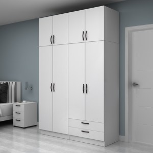 meg-GP100-0114,1-2 ΝΤΟΥΛΑΠΑ ΡΟΥΧΩΝ VIVIAN MEGAPAP ΤΕΤΡΑΦΥΛΛΗ ΜΕ ΠΑΤΑΡΙ ΚΑΙ ΣΥΡΤΑΡΙΑ ΧΡΩΜΑ ΛΕΥΚΟ 160X51,8X240ΕΚ.