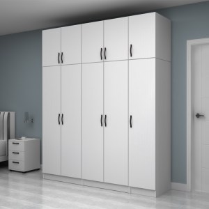 meg-GP100-0115,1-2 ΝΤΟΥΛΑΠΑ ΡΟΥΧΩΝ VIVIAN MEGAPAP ΠΕΝΤΑΦΥΛΛΗ ΜΕ ΠΑΤΑΡΙ ΧΡΩΜΑ ΛΕΥΚΟ 200X51,8X240ΕΚ.
