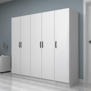 meg-GP100-0116,1-2 ΝΤΟΥΛΑΠΑ ΡΟΥΧΩΝ VIVIAN MEGAPAP ΠΕΝΤΑΦΥΛΛΗ ΧΡΩΜΑ ΛΕΥΚΟ 200X51,8X181ΕΚ.