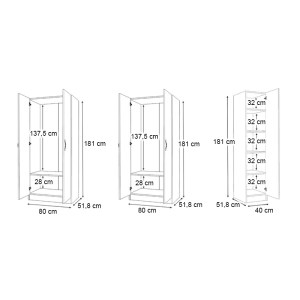 meg-GP100-0116,1-4 ΝΤΟΥΛΑΠΑ ΡΟΥΧΩΝ VIVIAN MEGAPAP ΠΕΝΤΑΦΥΛΛΗ ΧΡΩΜΑ ΛΕΥΚΟ 200X51,8X181ΕΚ.