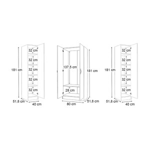 meg-GP100-0117,3-4 ΝΤΟΥΛΑΠΑ ΡΟΥΧΩΝ VIVIAN MEGAPAP ΤΕΤΡΑΦΥΛΛΗ ΧΡΩΜΑ ΚΑΡΥΔΙ 160X51,8X181ΕΚ.