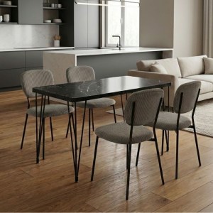 meg-GP100-0131,2-0 ΣΕΤ ΤΡΑΠΕΖΑΡΙΑ 5ΤΜΧ ROGER - KEVIN MEGAPAP MDF - ΥΦΑΣΜΑ ΧΡΩΜΑ ΜΑΥΡΟ ΕΦΕ ΜΑΡΜΑΡΟΥ - ΛΑΔΙ 120X70X75ΕΚ.